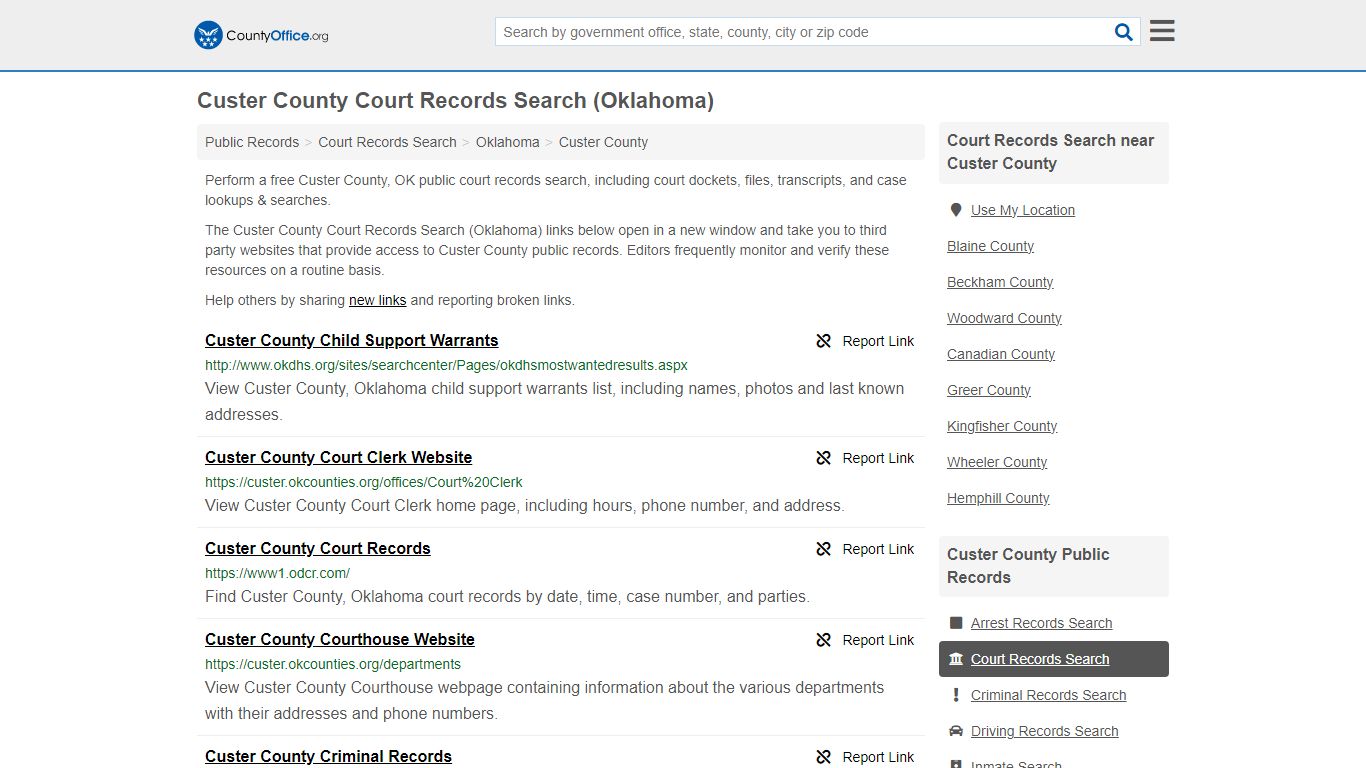 Custer County Court Records Search (Oklahoma) - County Office