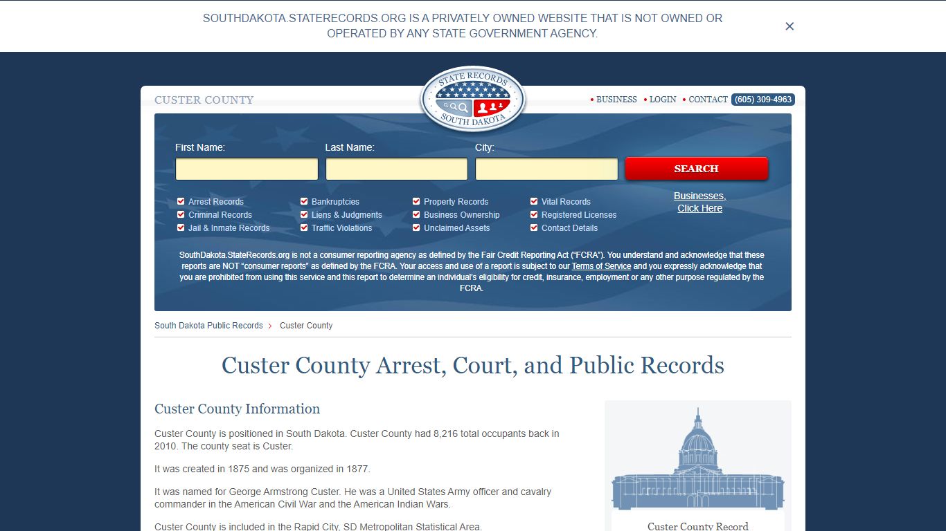 Custer County Arrest, Court, and Public Records