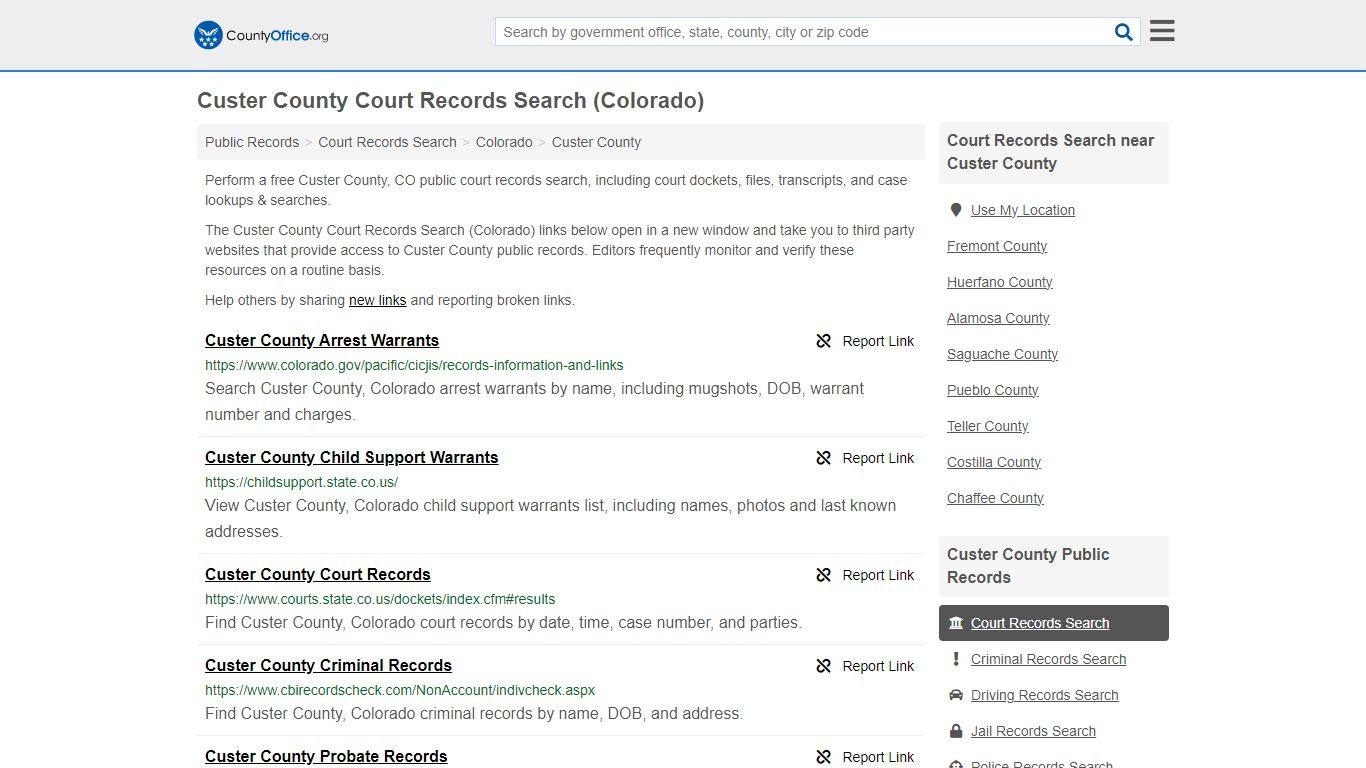 Court Records Search - Custer County, CO (Adoptions, Criminal, Child ...